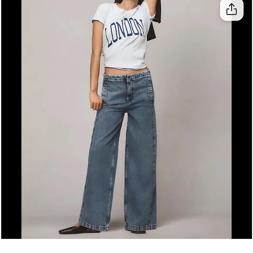 Anthropologie Pilcro wide leg drawstring jeans size 30